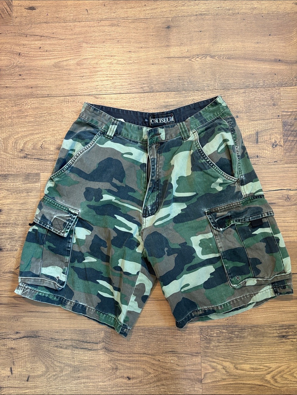 Vintage Women’s Camo Cargo Shorts - Green Camouflage
